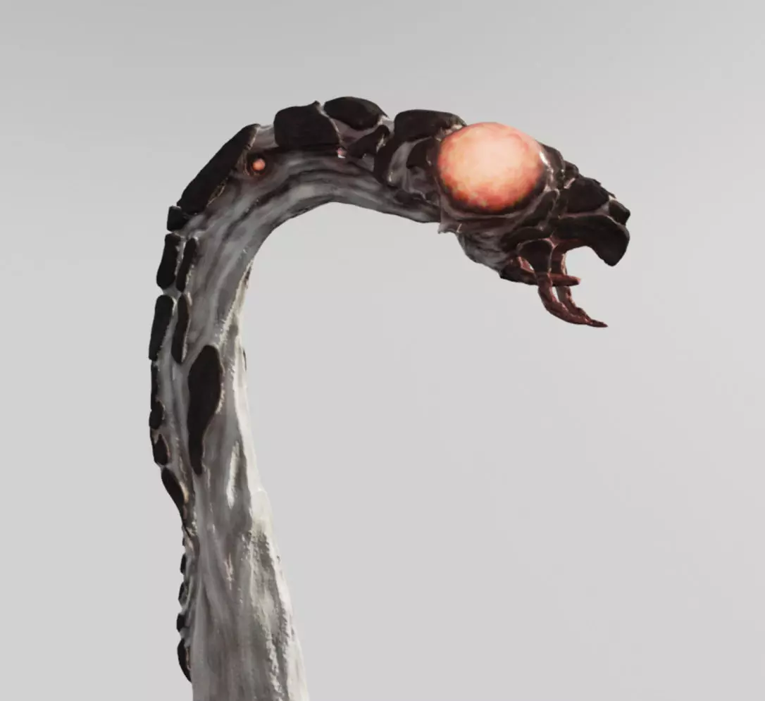 Insectoid Worm monster Low-poly 3D model_0