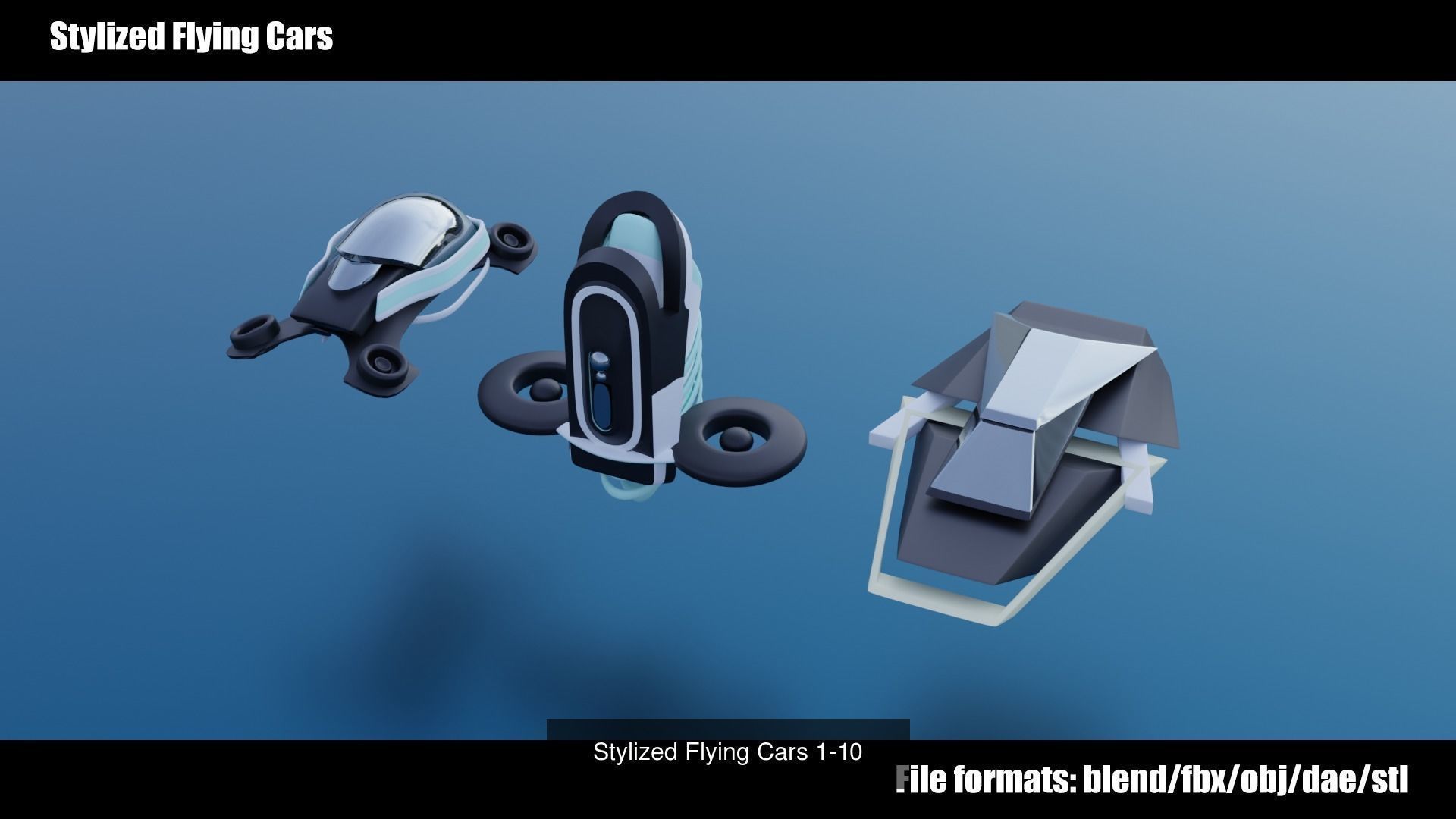 320 Futuristic LowPoly Buildings plus 20 Flying Cars 3D Model Collection_24