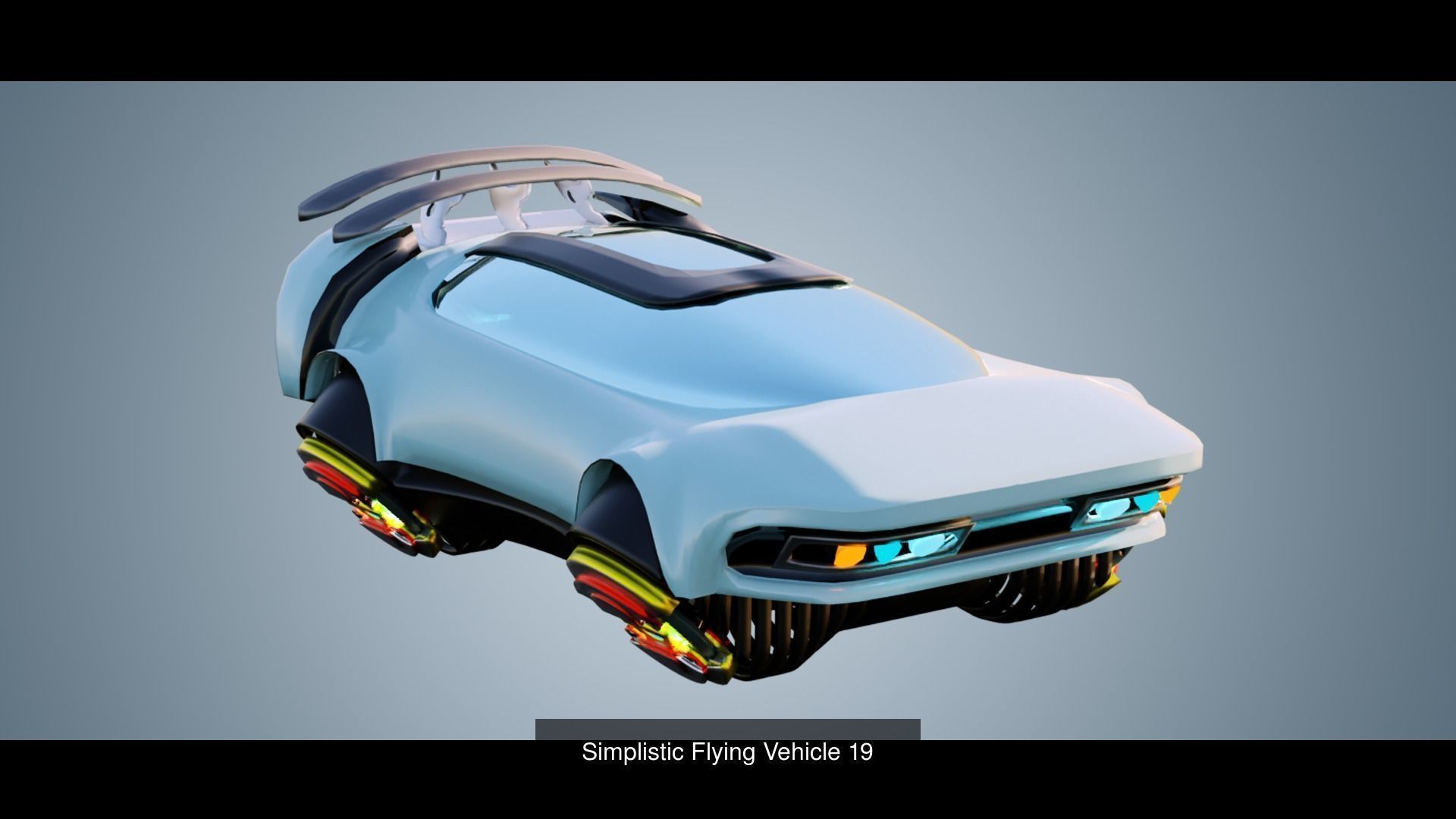 320 Futuristic LowPoly Buildings plus 20 Flying Cars 3D Model Collection_13