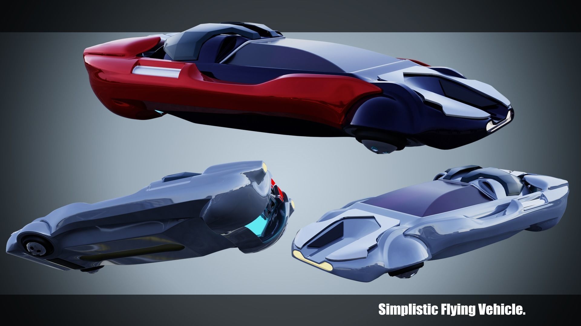 320 Futuristic LowPoly Buildings plus 20 Flying Cars 3D Model Collection_17