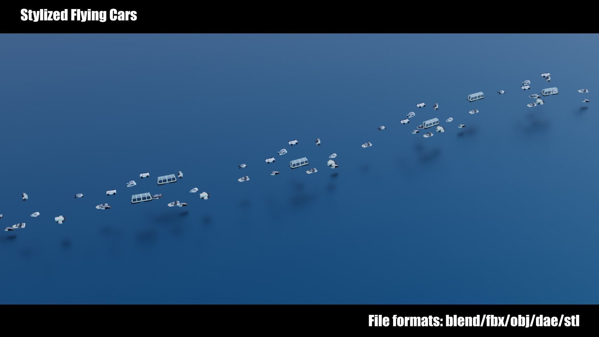 320 Futuristic LowPoly Buildings plus 20 Flying Cars 3D Model Collection_27