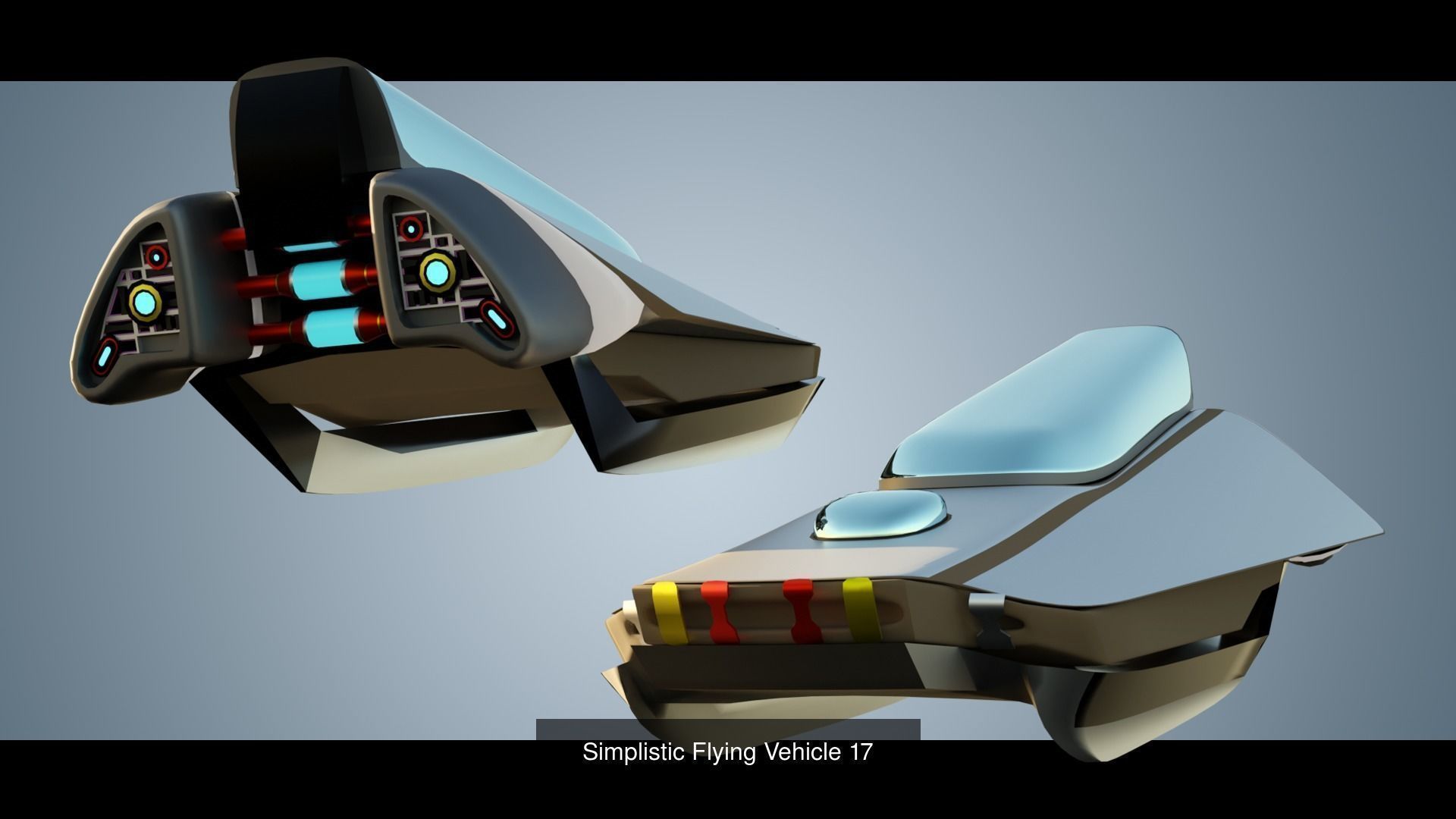 320 Futuristic LowPoly Buildings plus 20 Flying Cars 3D Model Collection_15