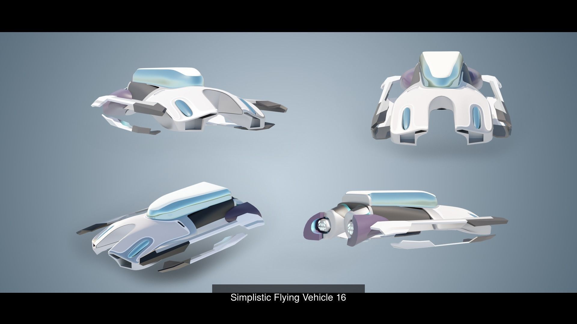 320 Futuristic LowPoly Buildings plus 20 Flying Cars 3D Model Collection_18