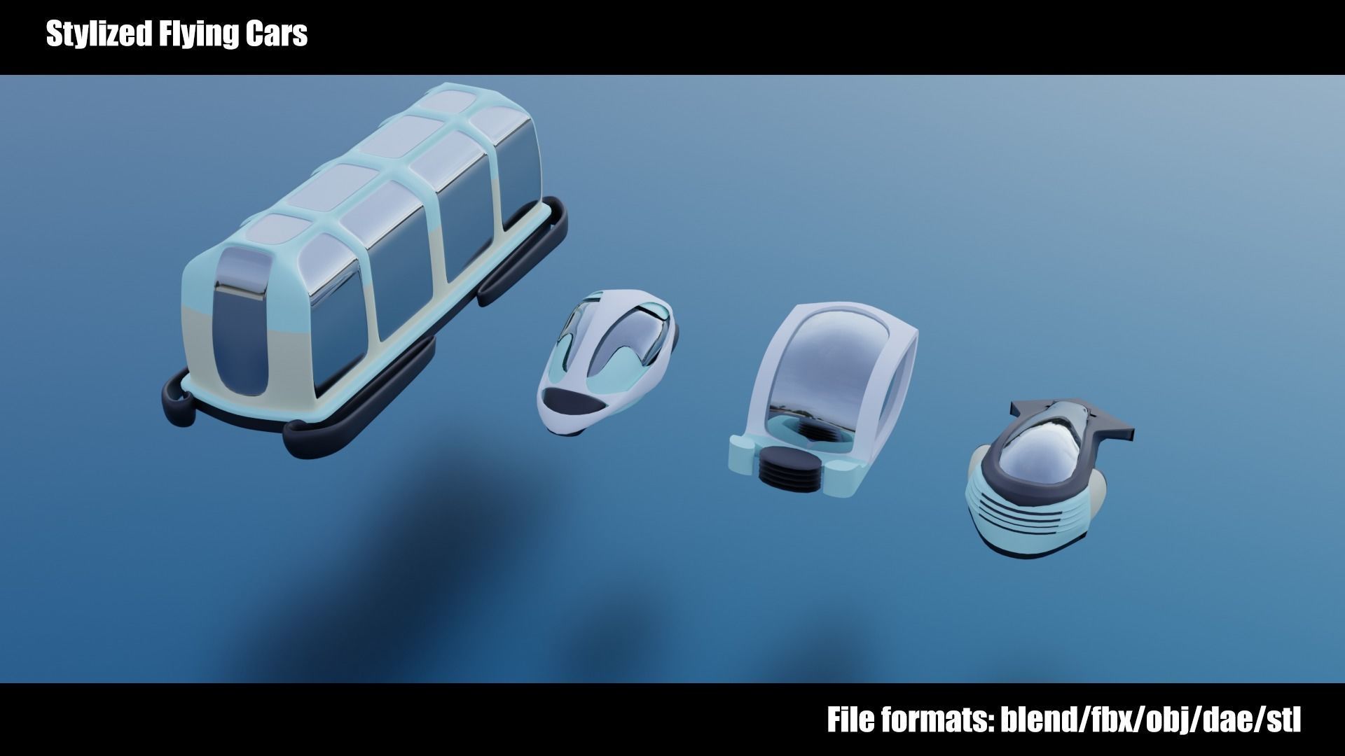 320 Futuristic LowPoly Buildings plus 20 Flying Cars 3D Model Collection_26