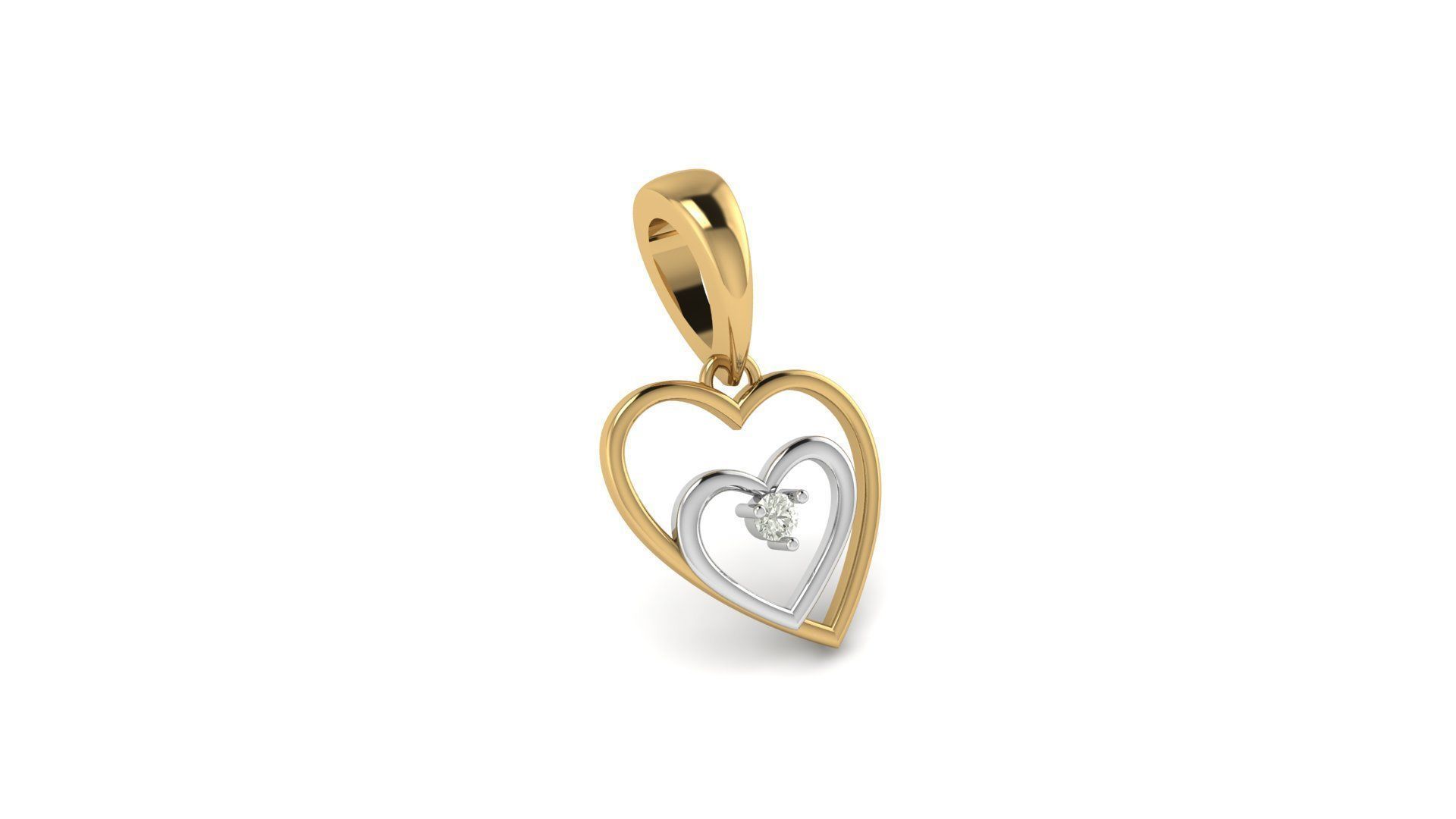 Double Heart Shape Pendant  3D print model_5