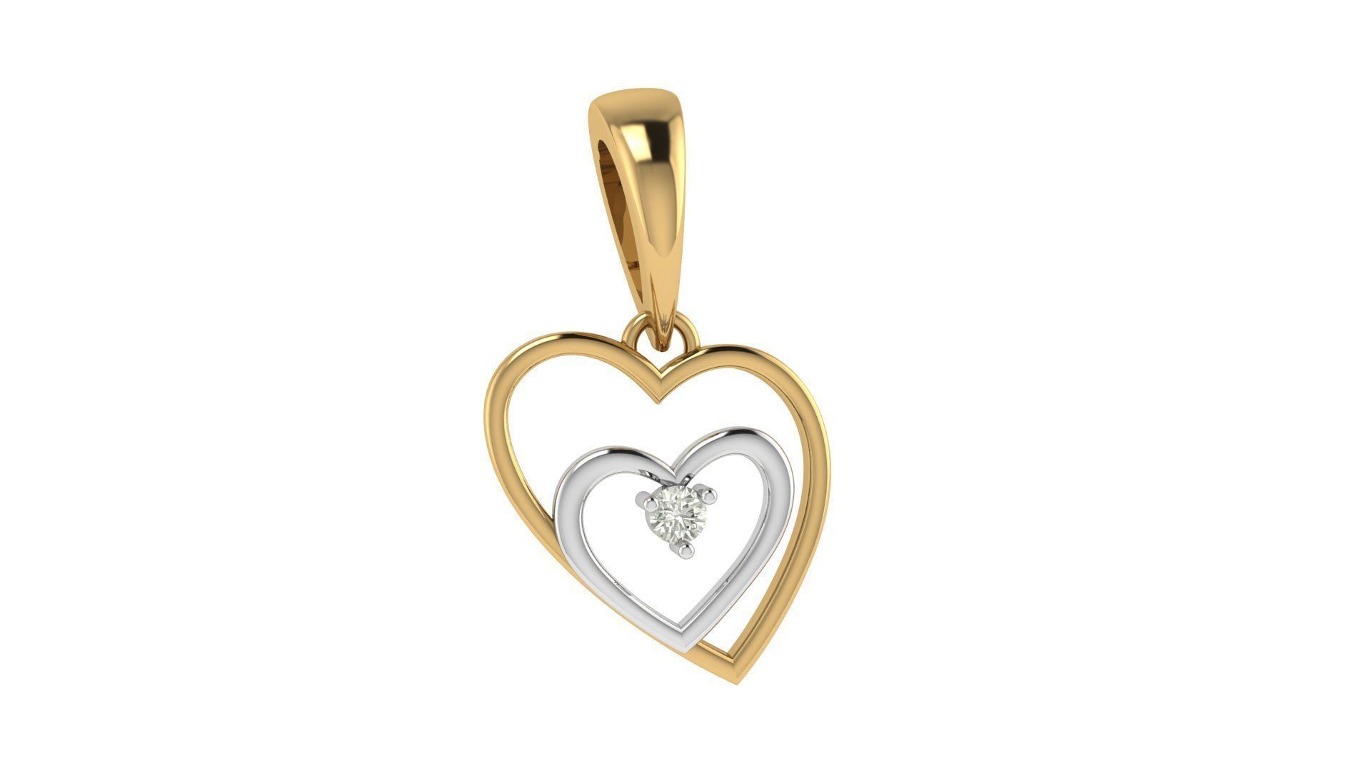 Double Heart Shape Pendant  3D print model_3