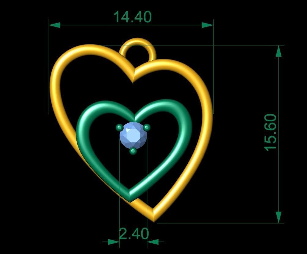 Double Heart Shape Pendant  3D print model_7