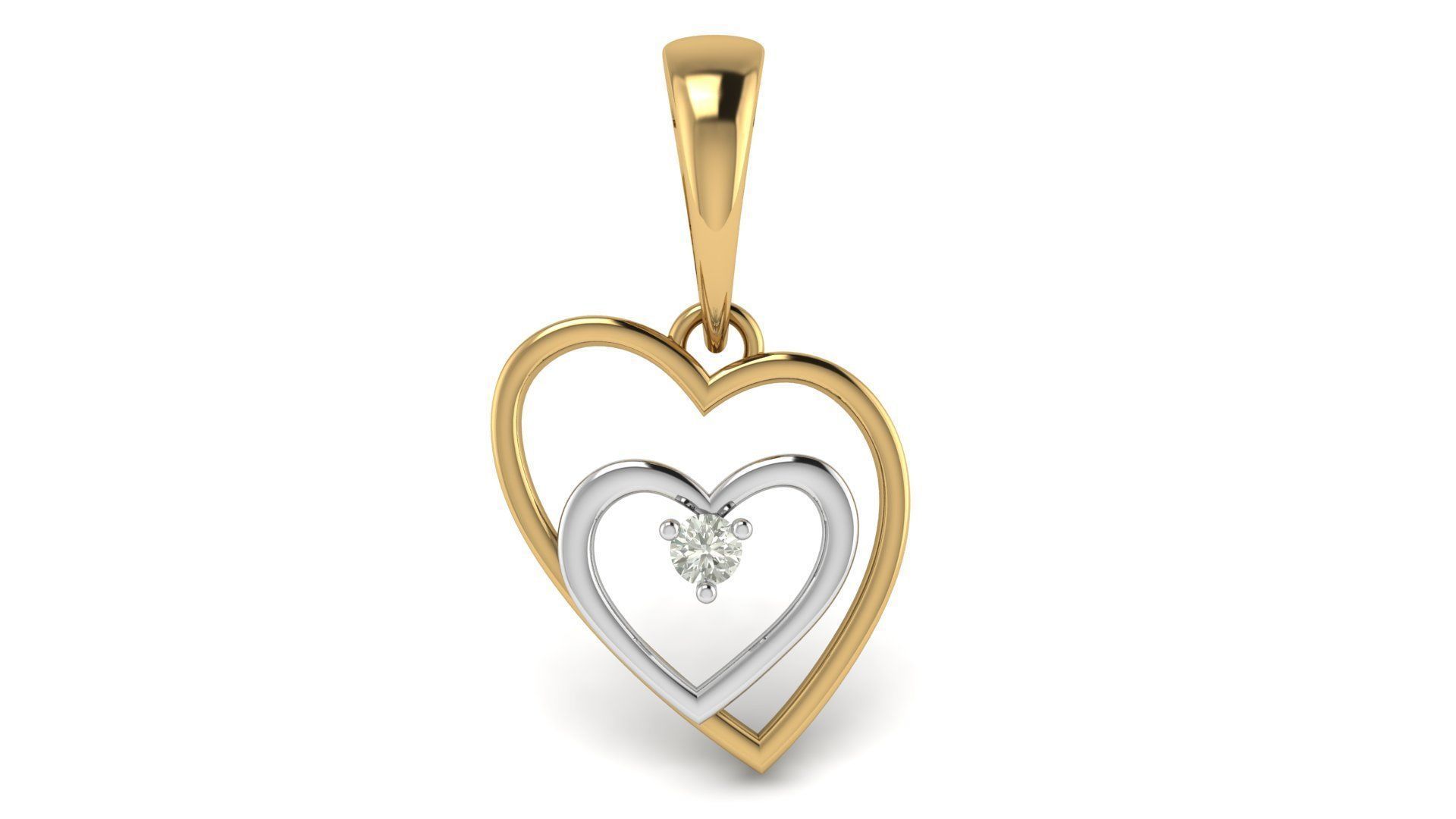 Double Heart Shape Pendant  3D print model_1