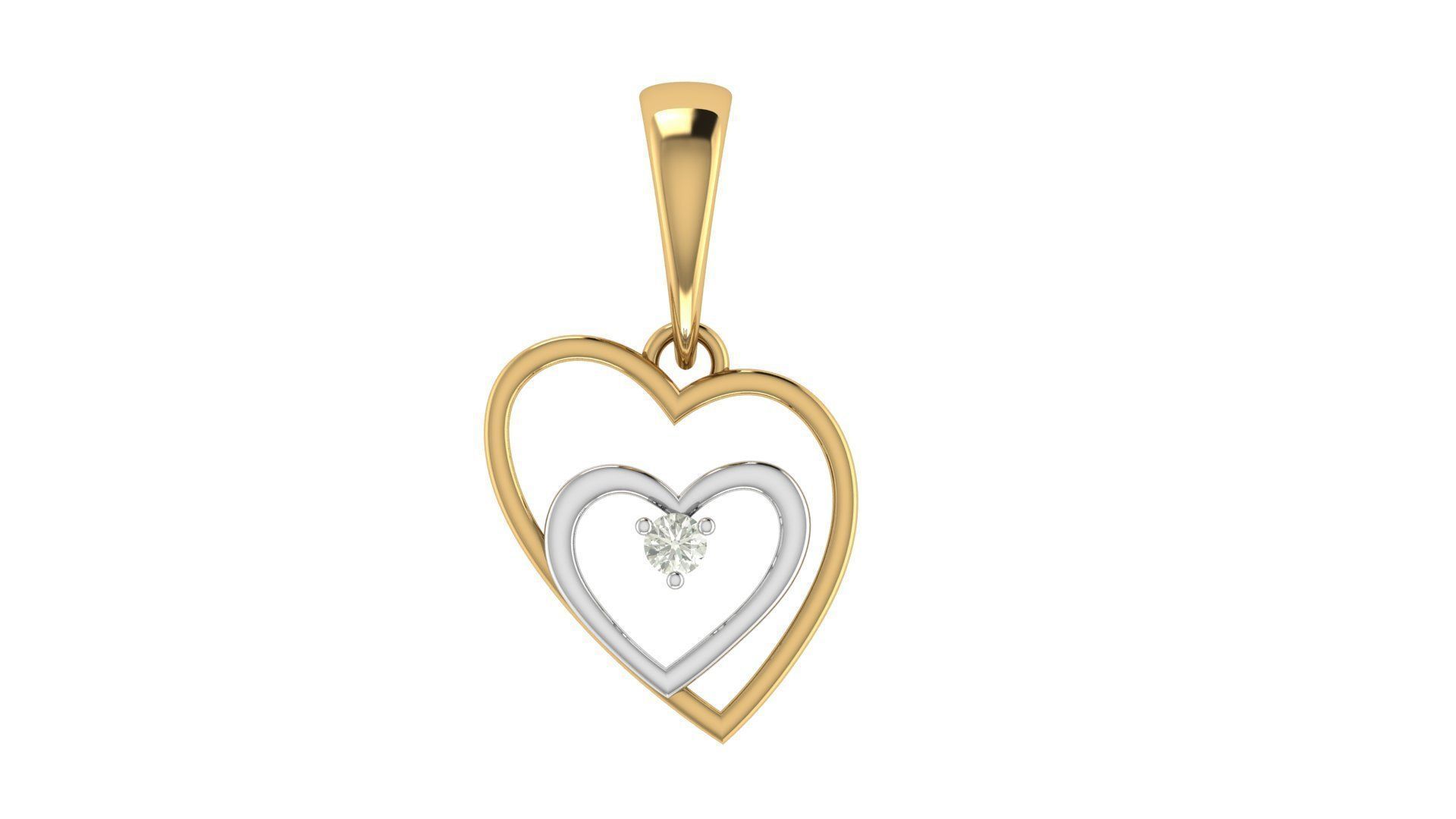 Double Heart Shape Pendant  3D print model_2