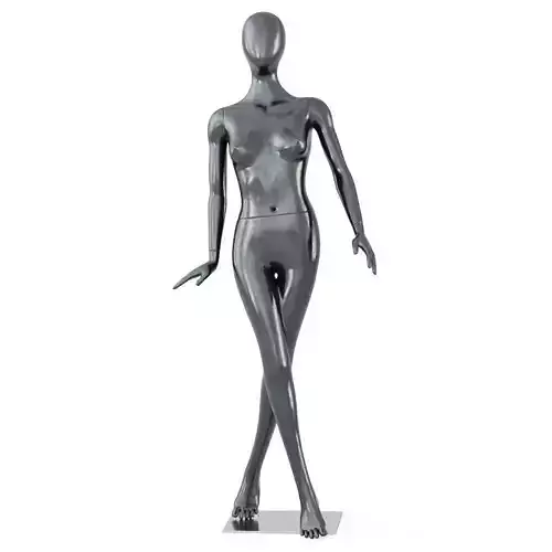Female black mannequin in a standing pose 61 3D model