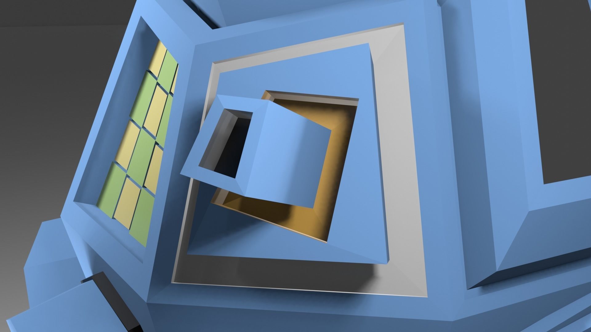 Outer-Space Sci-Fi Bug Helmet Low-poly 3D model_7