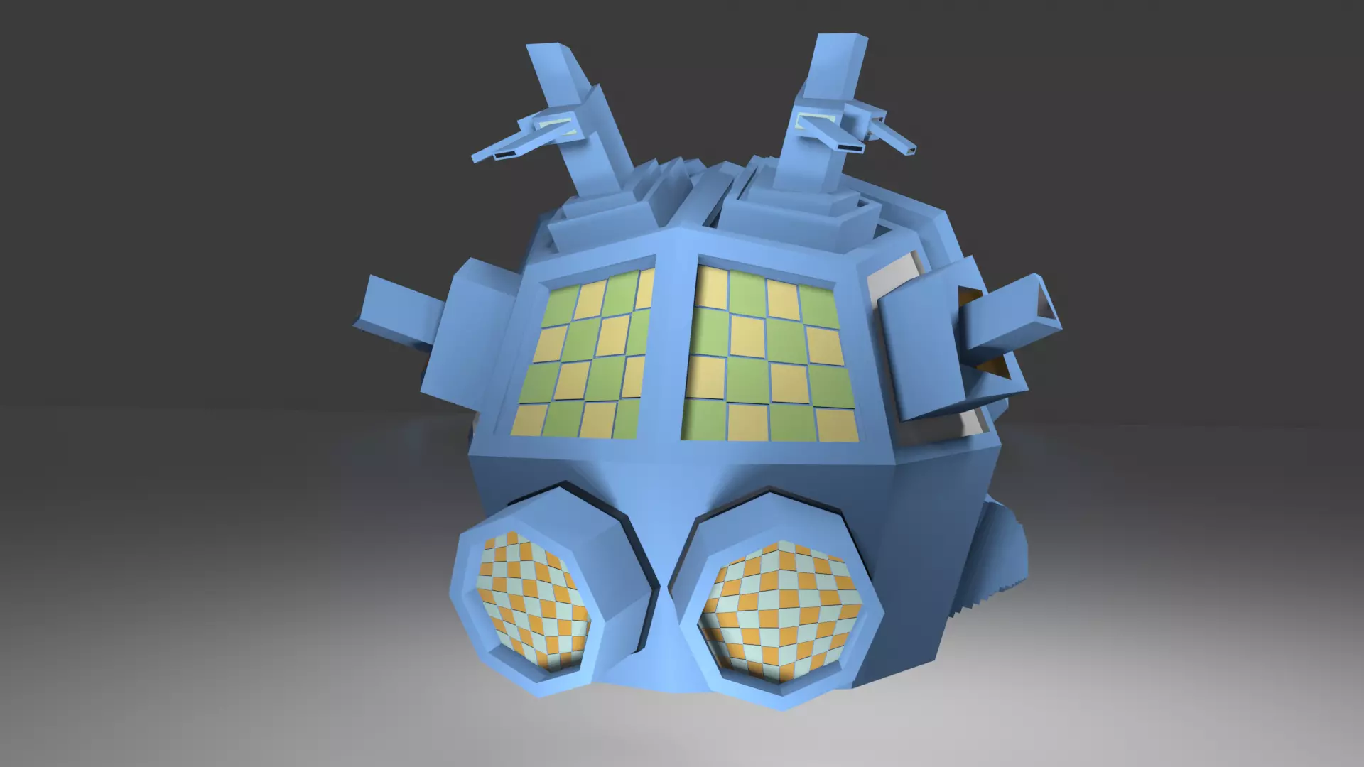 Outer-Space Sci-Fi Bug Helmet Low-poly 3D model_0