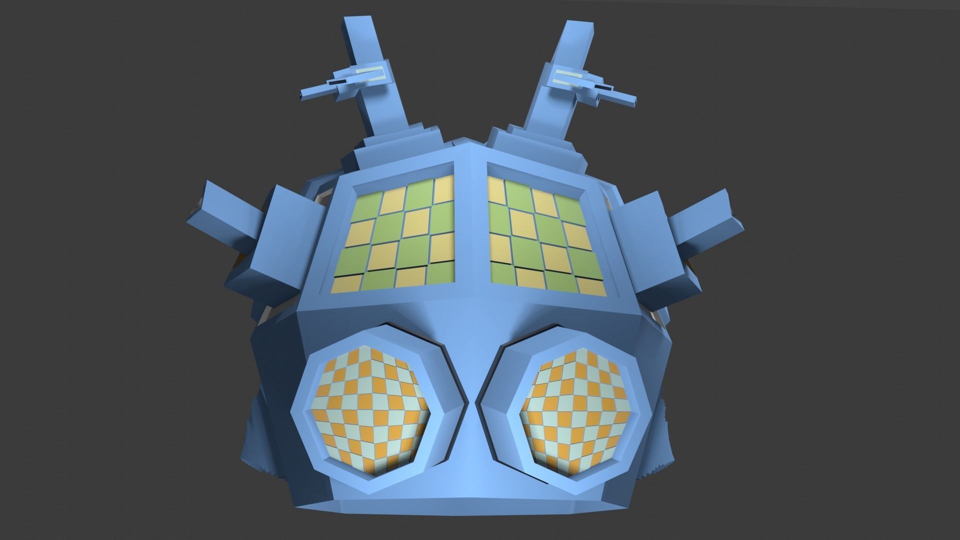 Outer-Space Sci-Fi Bug Helmet Low-poly 3D model_1