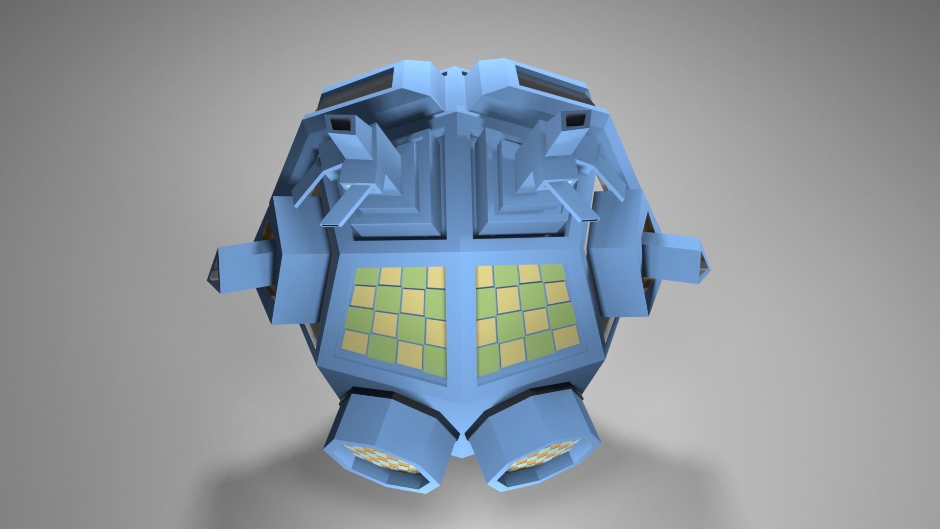 Outer-Space Sci-Fi Bug Helmet Low-poly 3D model_2