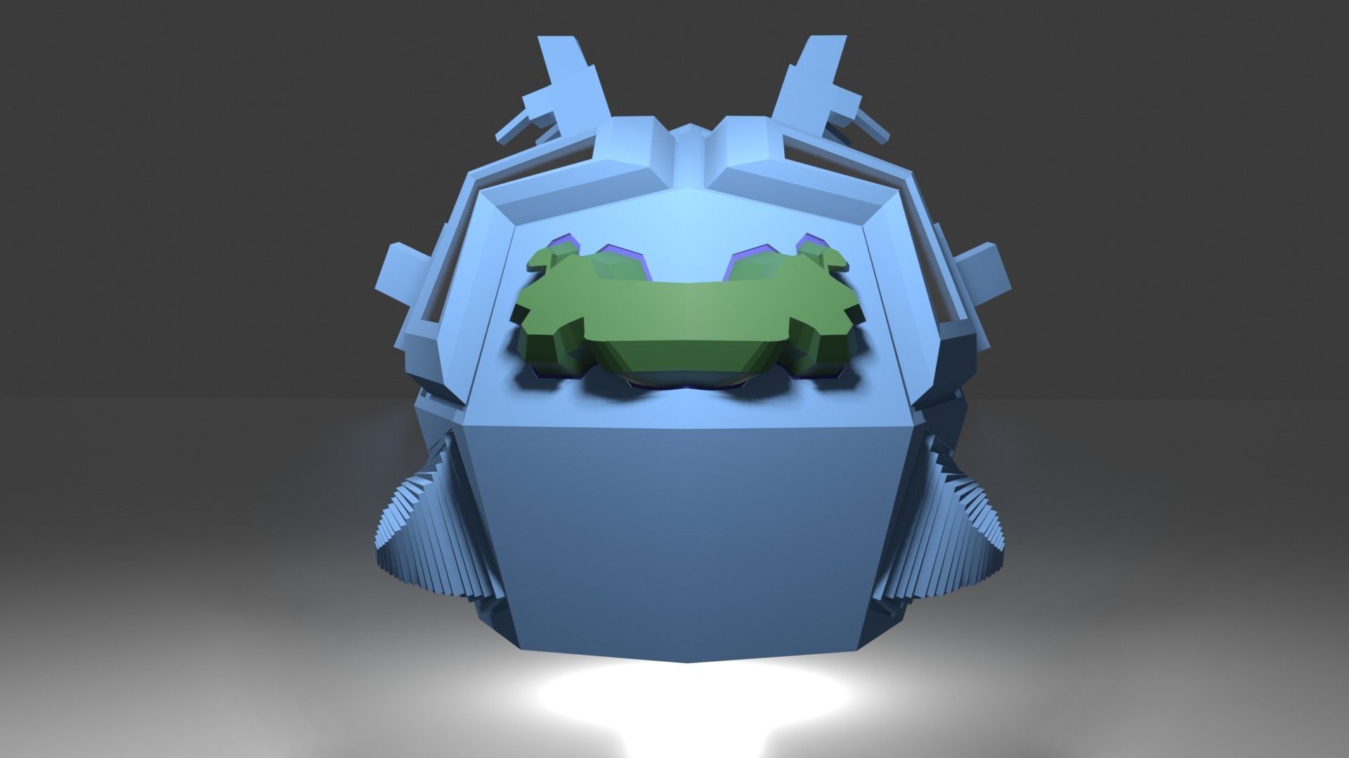 Outer-Space Sci-Fi Bug Helmet Low-poly 3D model_3