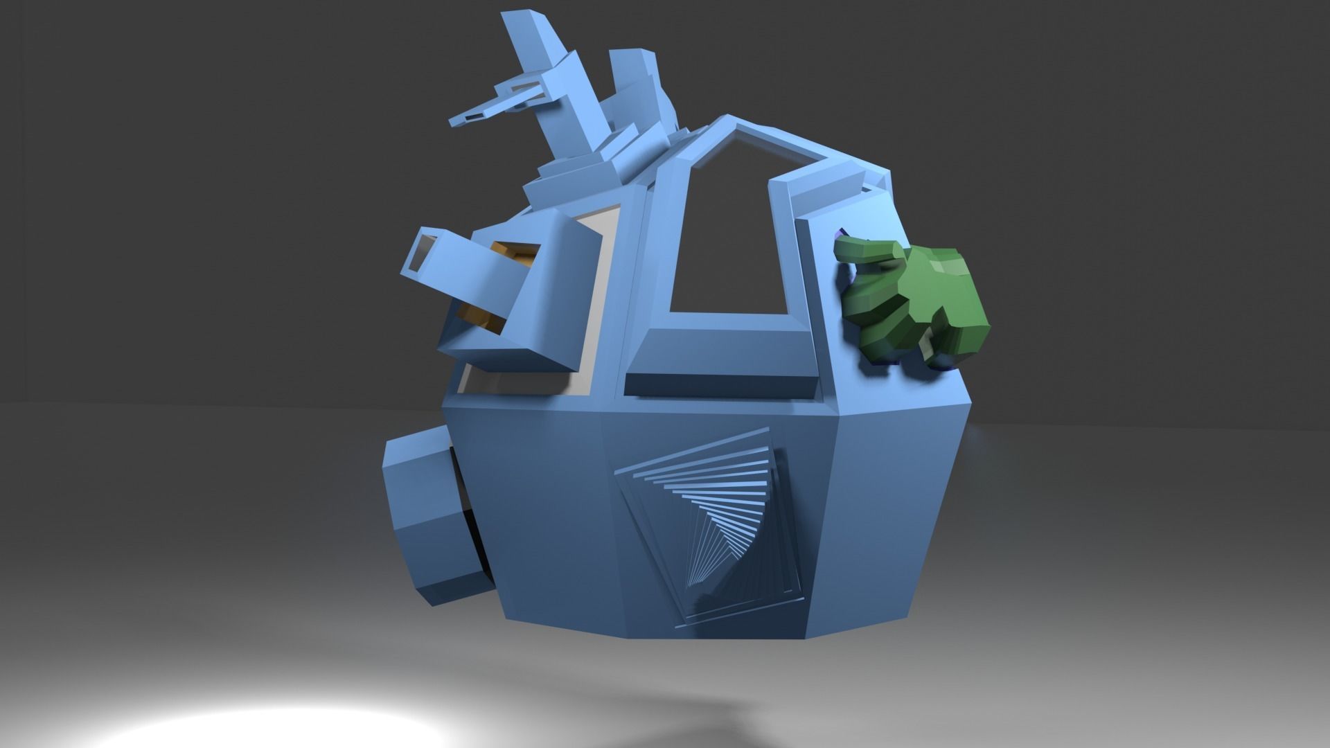 Outer-Space Sci-Fi Bug Helmet Low-poly 3D model_4