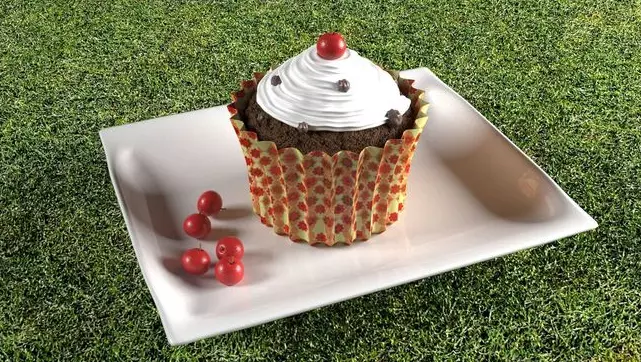 cake fbx chocolate cupcake on plate Free low-poly 3D model_0