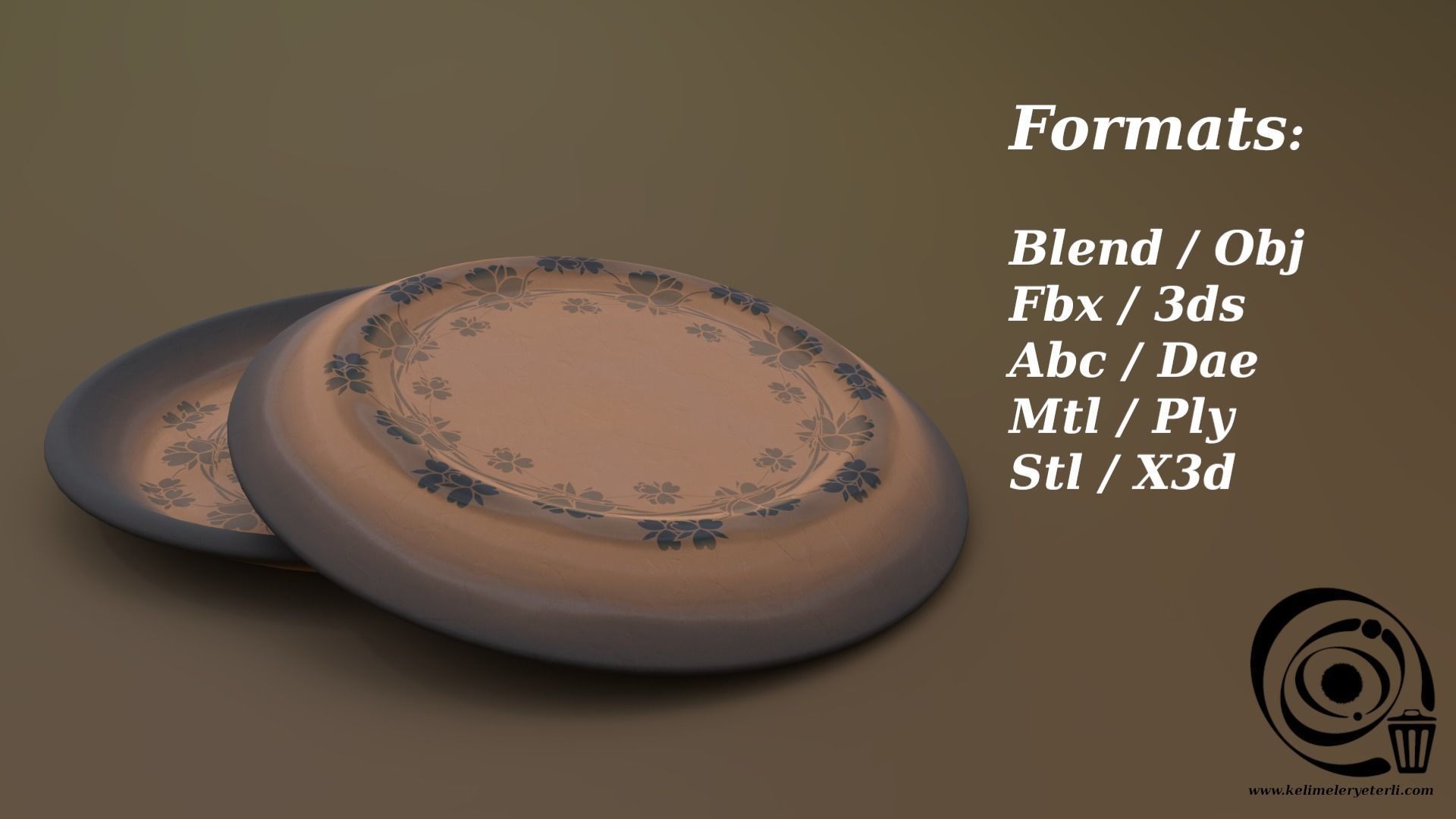 Plate 01 R Low-poly 3D model_2