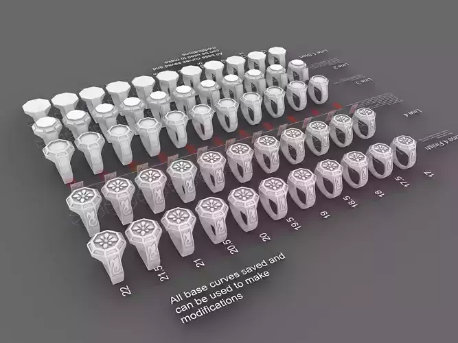 Octagon signet rings 3d printable models