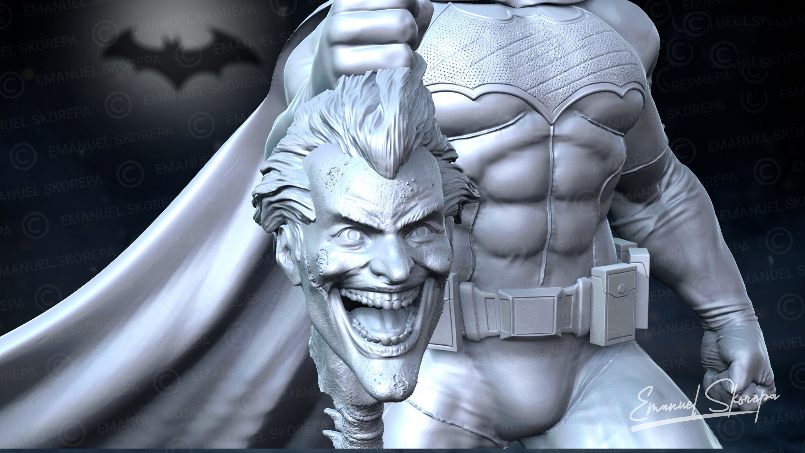 Batman and Joker statue 3D print model_3