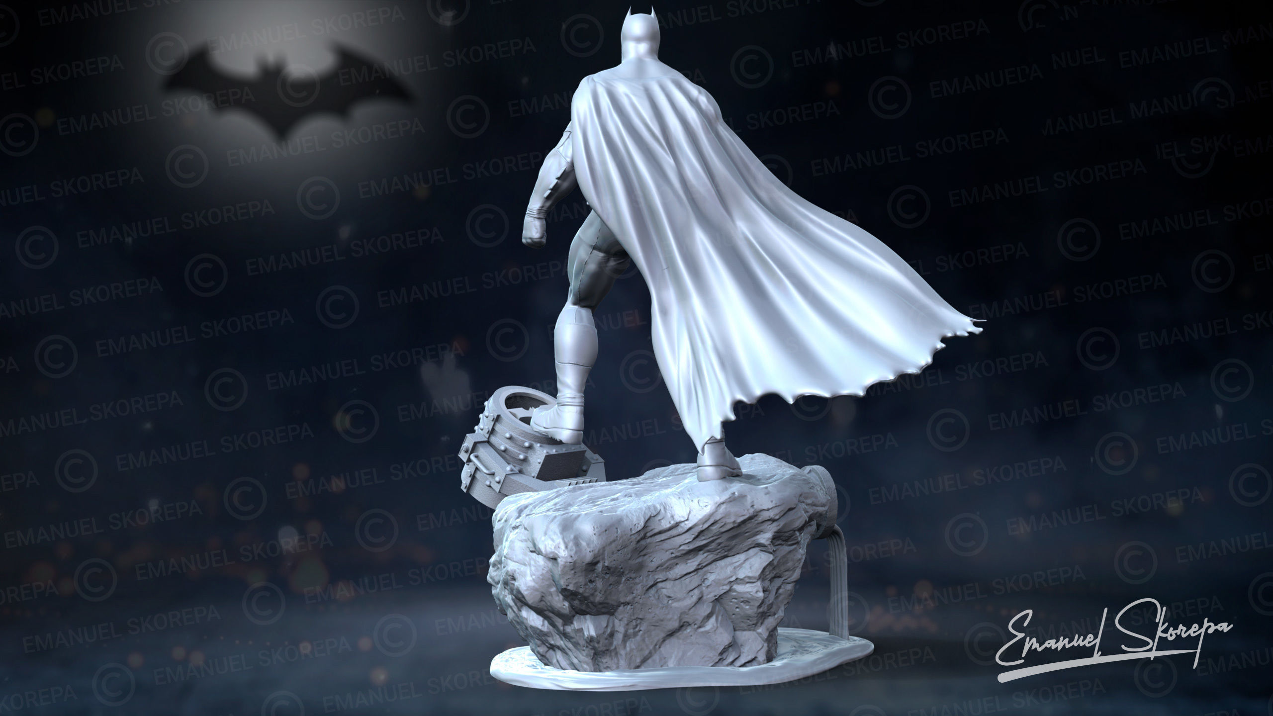 Batman and Joker statue 3D print model_5