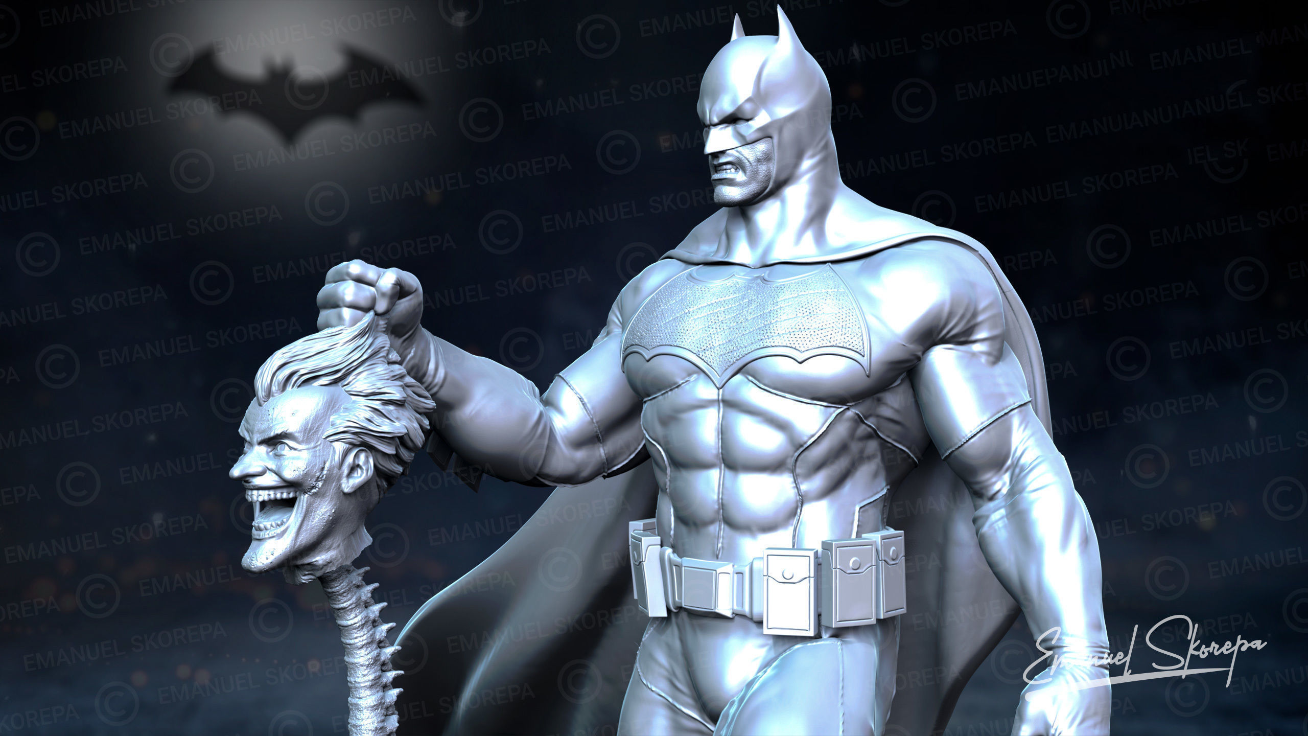 Batman and Joker statue 3D print model_1