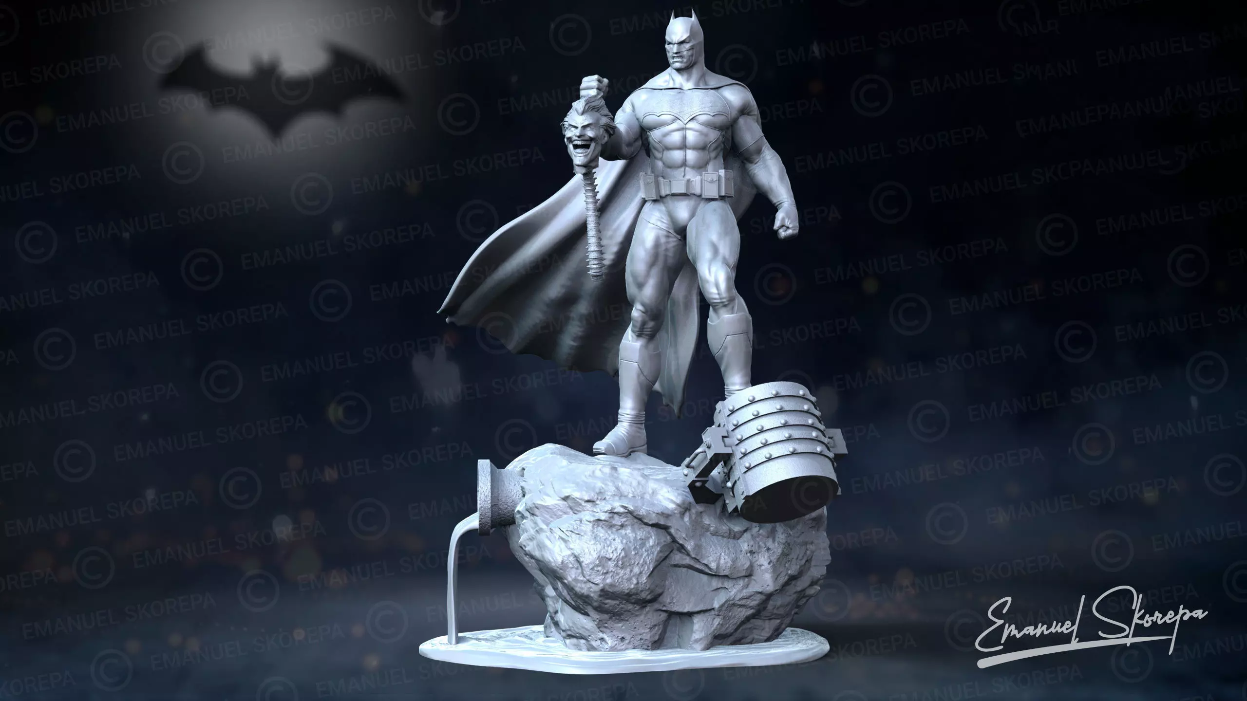 Batman and Joker statue 3D print model_0