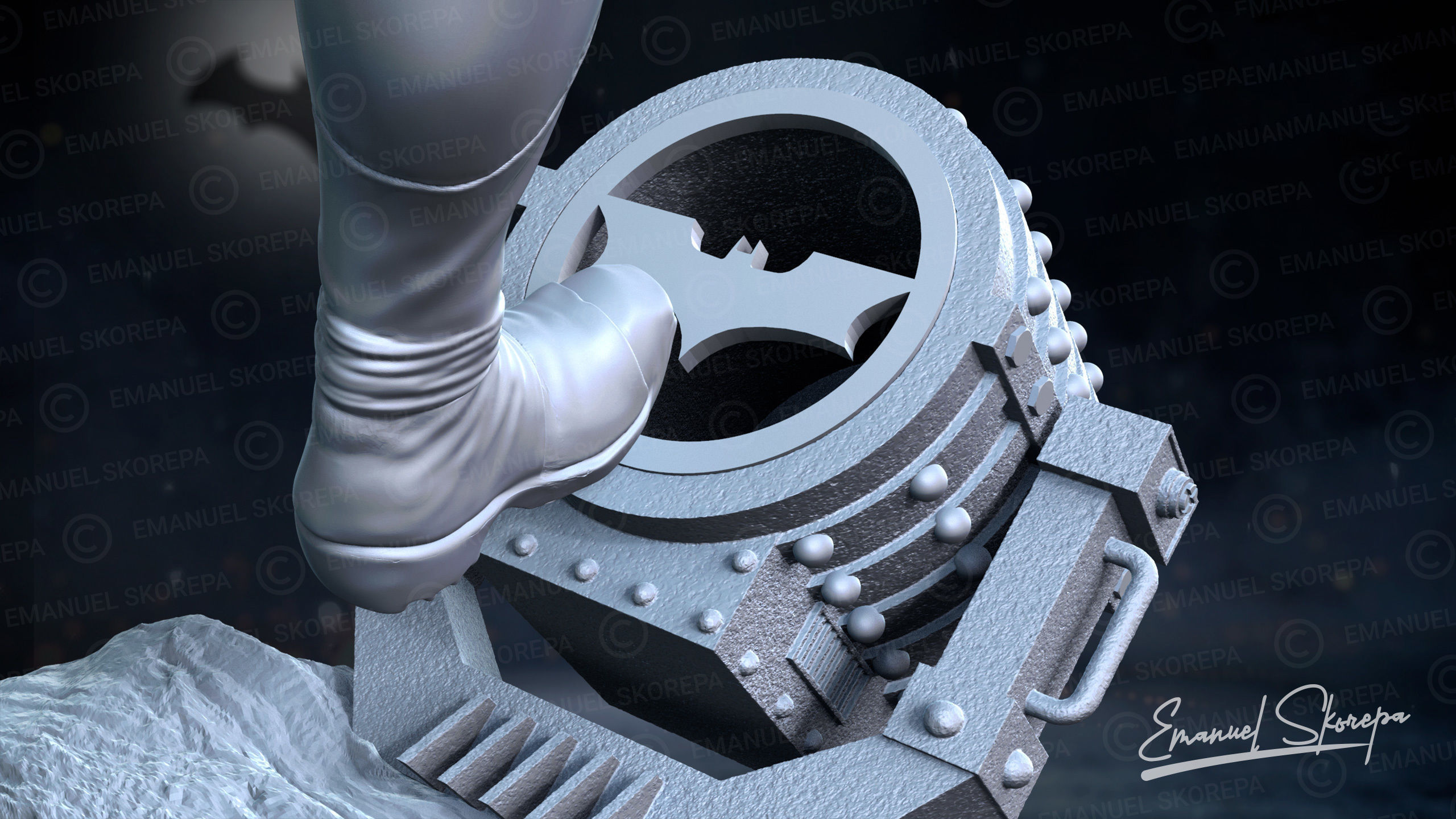 Batman and Joker statue 3D print model_6