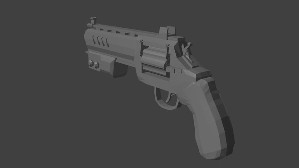 Sci-fi post-apocalyptic revolver Low-poly 3D model_2