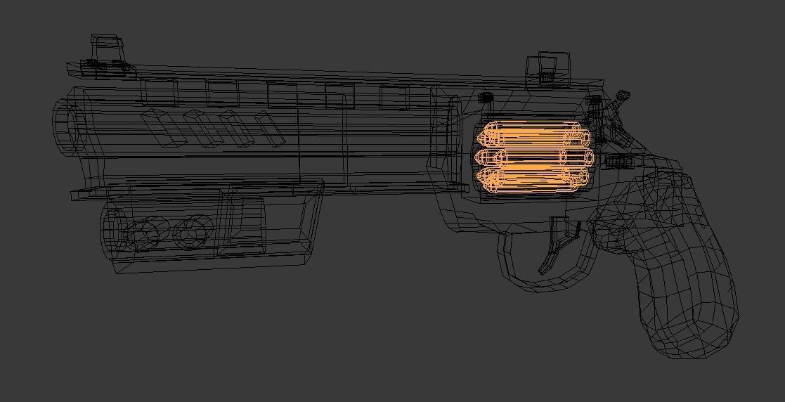 Sci-fi post-apocalyptic revolver Low-poly 3D model_8