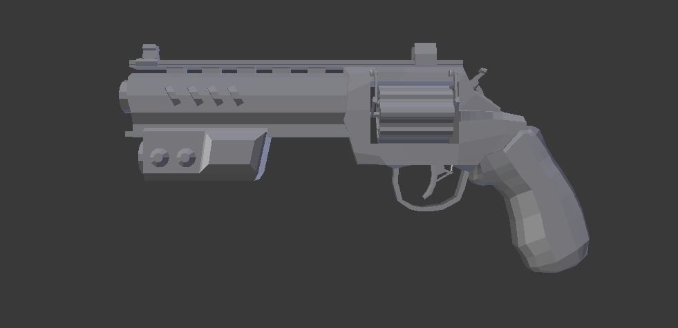 Sci-fi post-apocalyptic revolver Low-poly 3D model_1