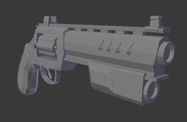 Sci-fi post-apocalyptic revolver Low-poly 3D model_6