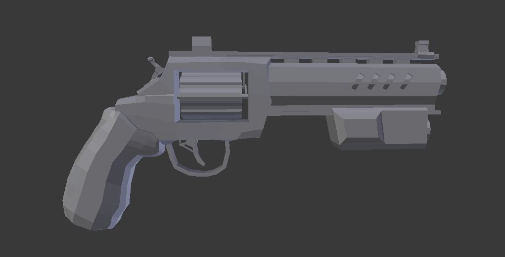Sci-fi post-apocalyptic revolver Low-poly 3D model_3