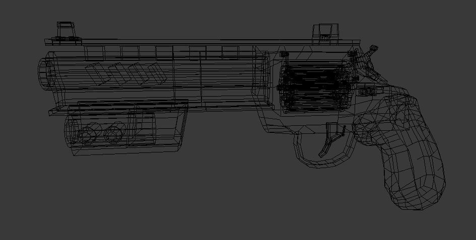 Sci-fi post-apocalyptic revolver Low-poly 3D model_7