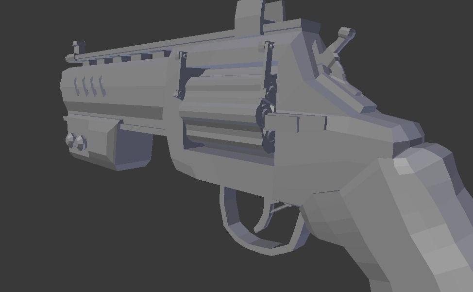 Sci-fi post-apocalyptic revolver Low-poly 3D model_4