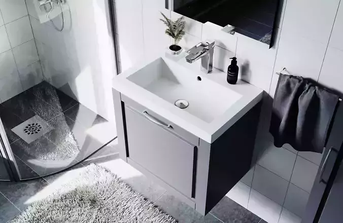 Bathroom with sink and shower