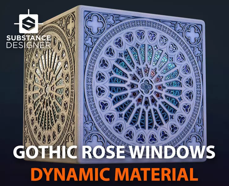 Gothic Rose WIndows Material 3D model