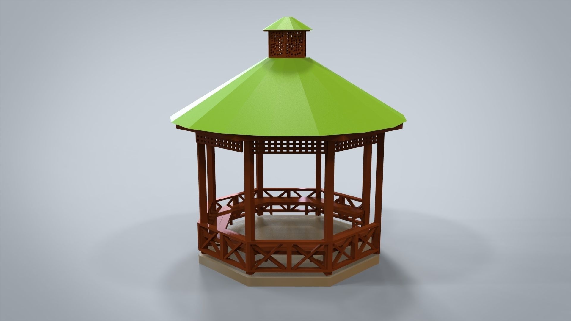 Creative Park Bench Low-poly 3D model_2