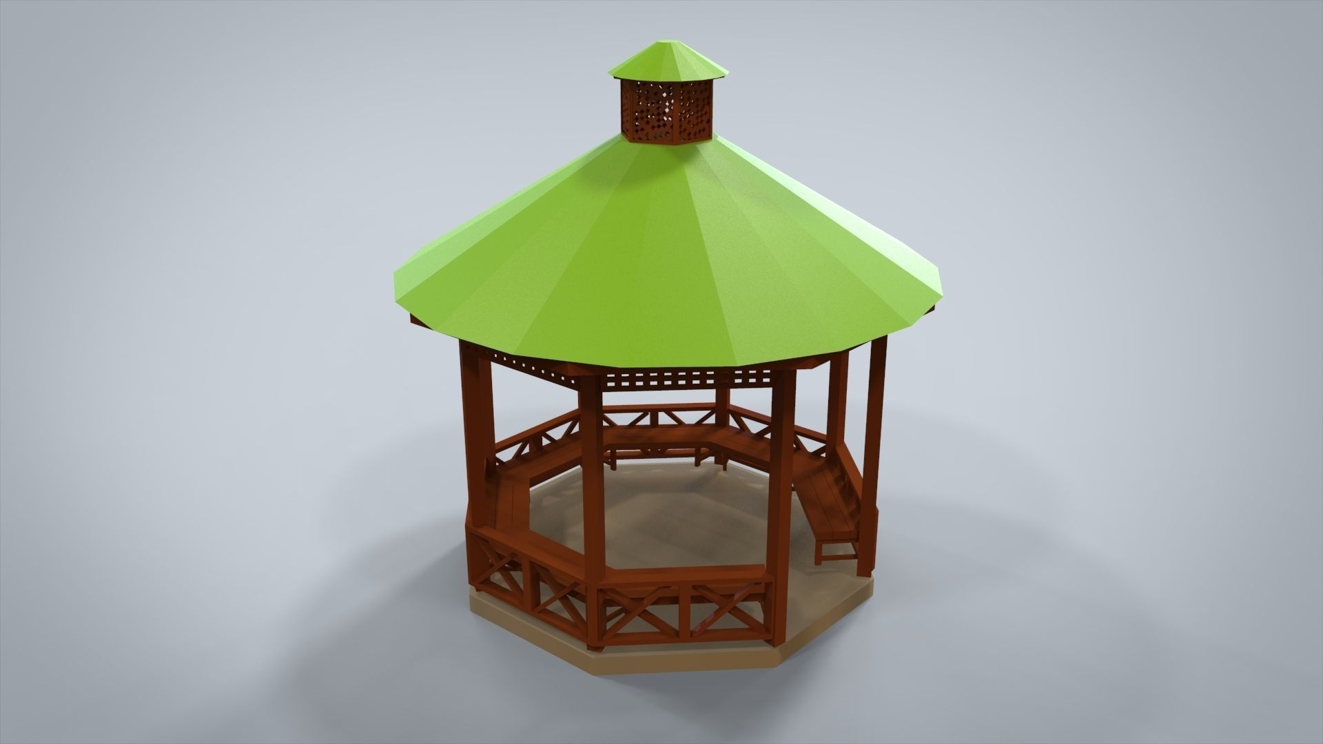 Creative Park Bench Low-poly 3D model_1