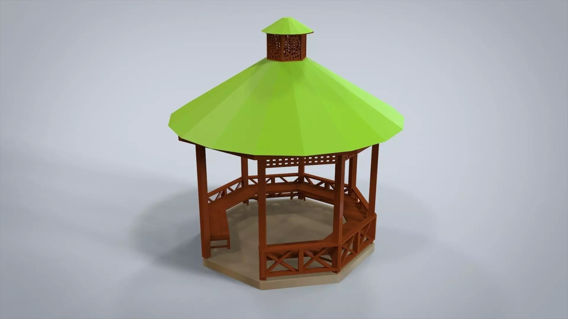 Creative Park Bench Low-poly 3D model_0