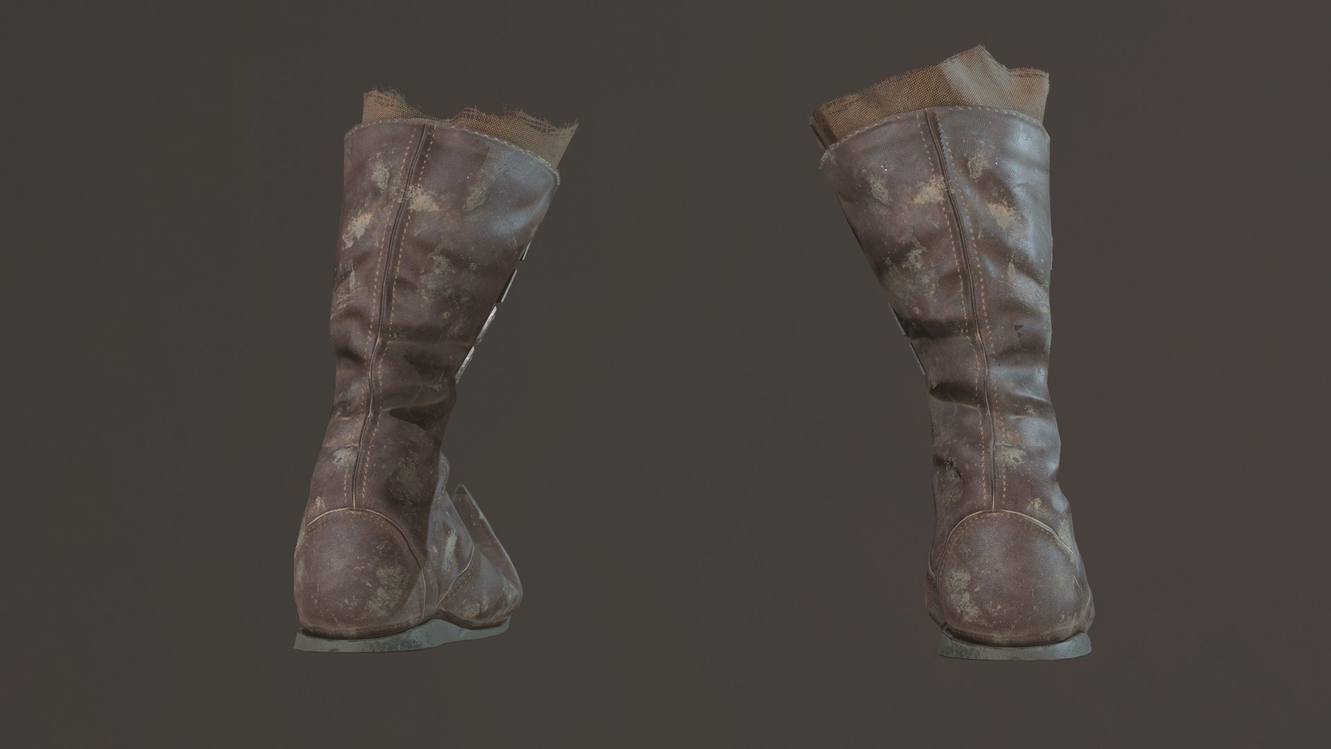 Medieval Leather  Boots Low-poly 3D model_3