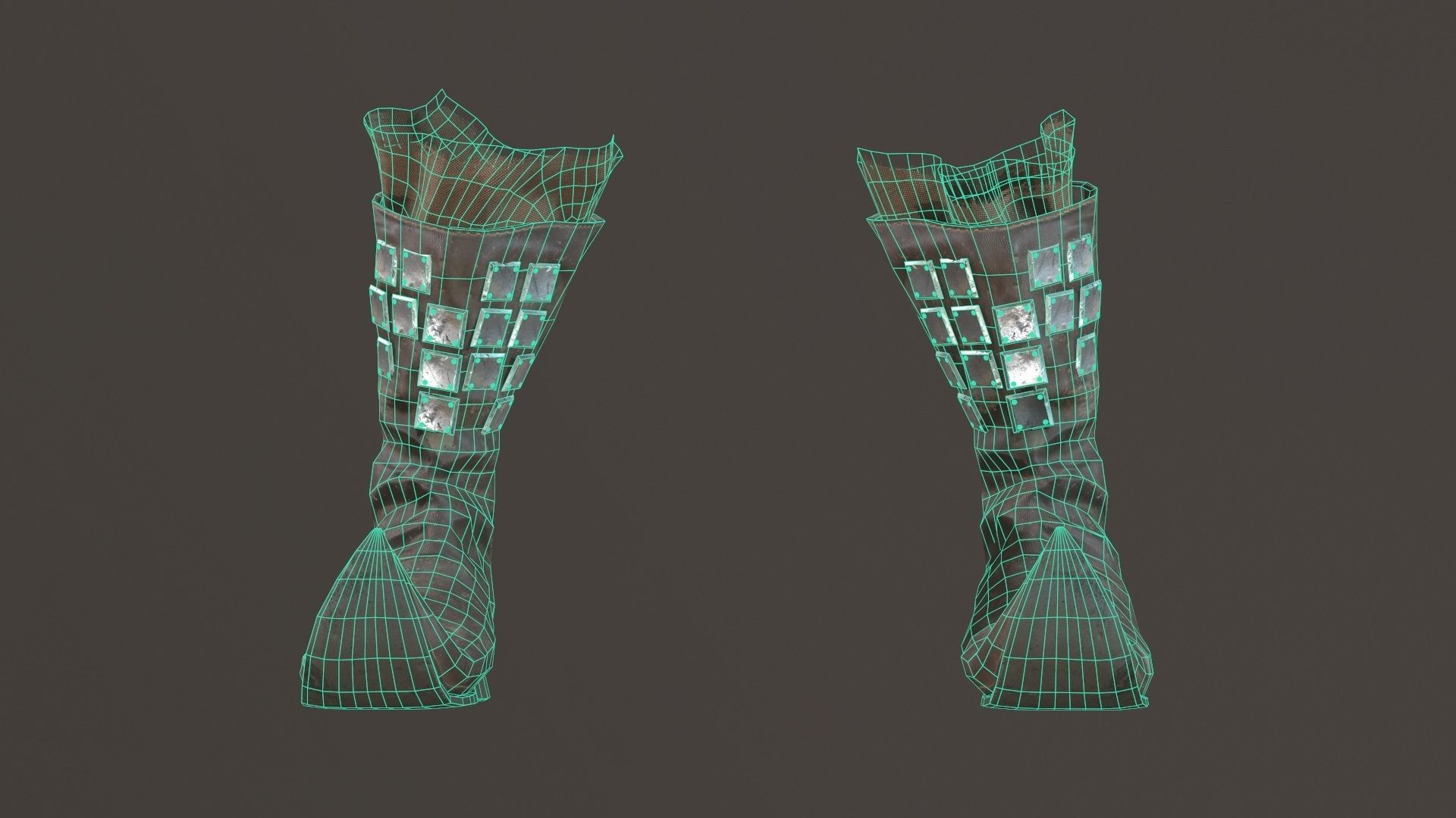 Medieval Leather  Boots Low-poly 3D model_9