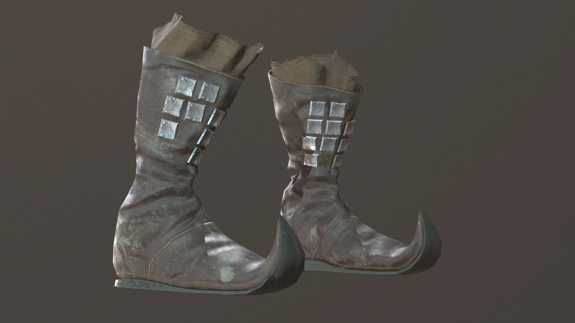 Medieval Leather  Boots Low-poly 3D model_4