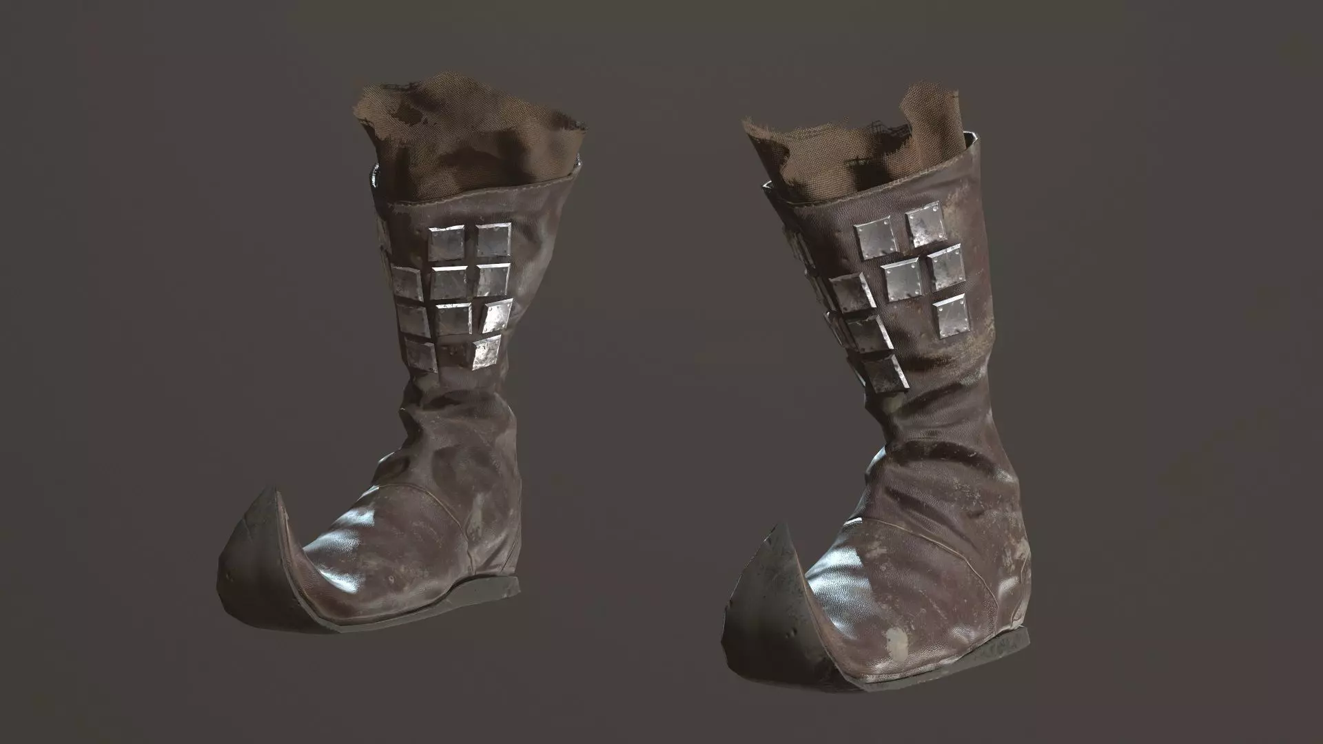 Medieval Leather  Boots Low-poly 3D model_0