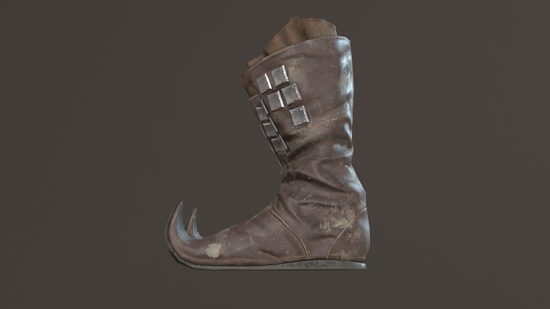 Medieval Leather  Boots Low-poly 3D model_2