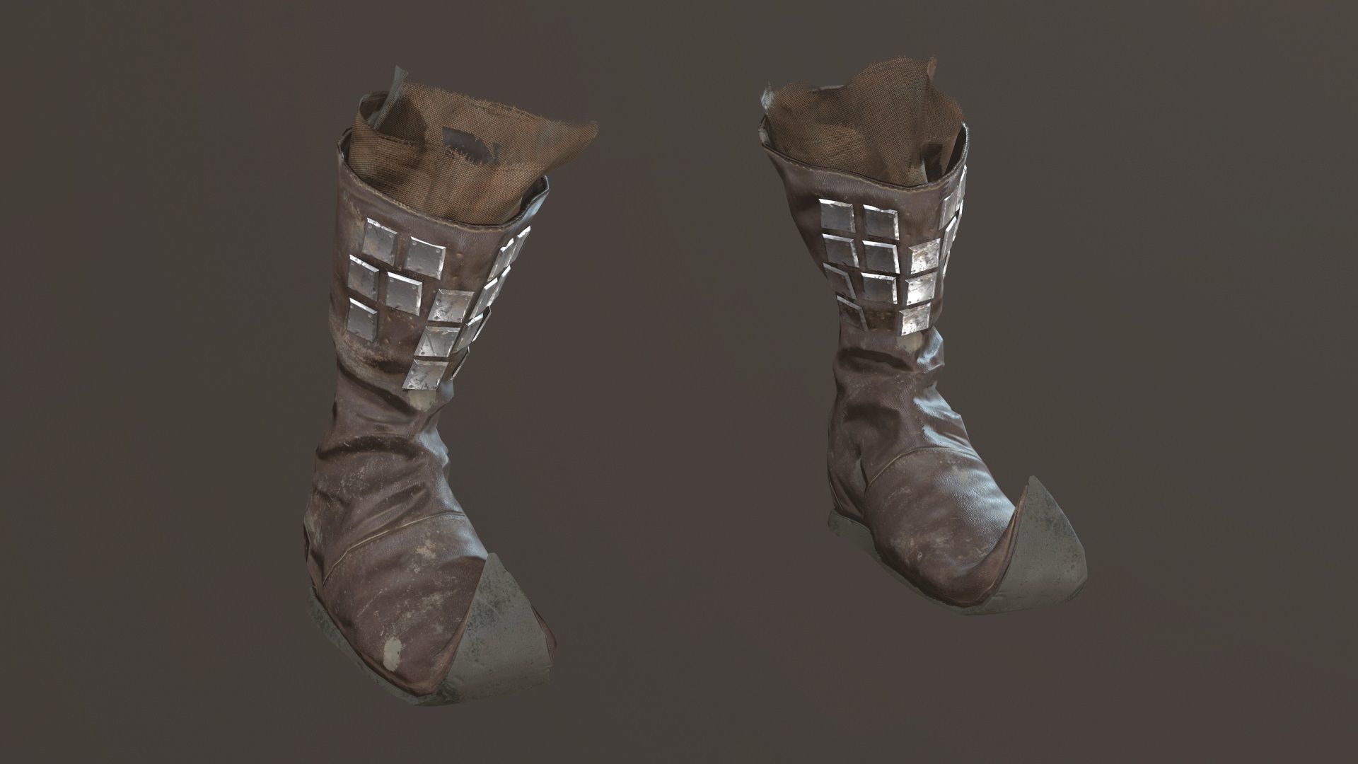 Medieval Leather  Boots Low-poly 3D model_10