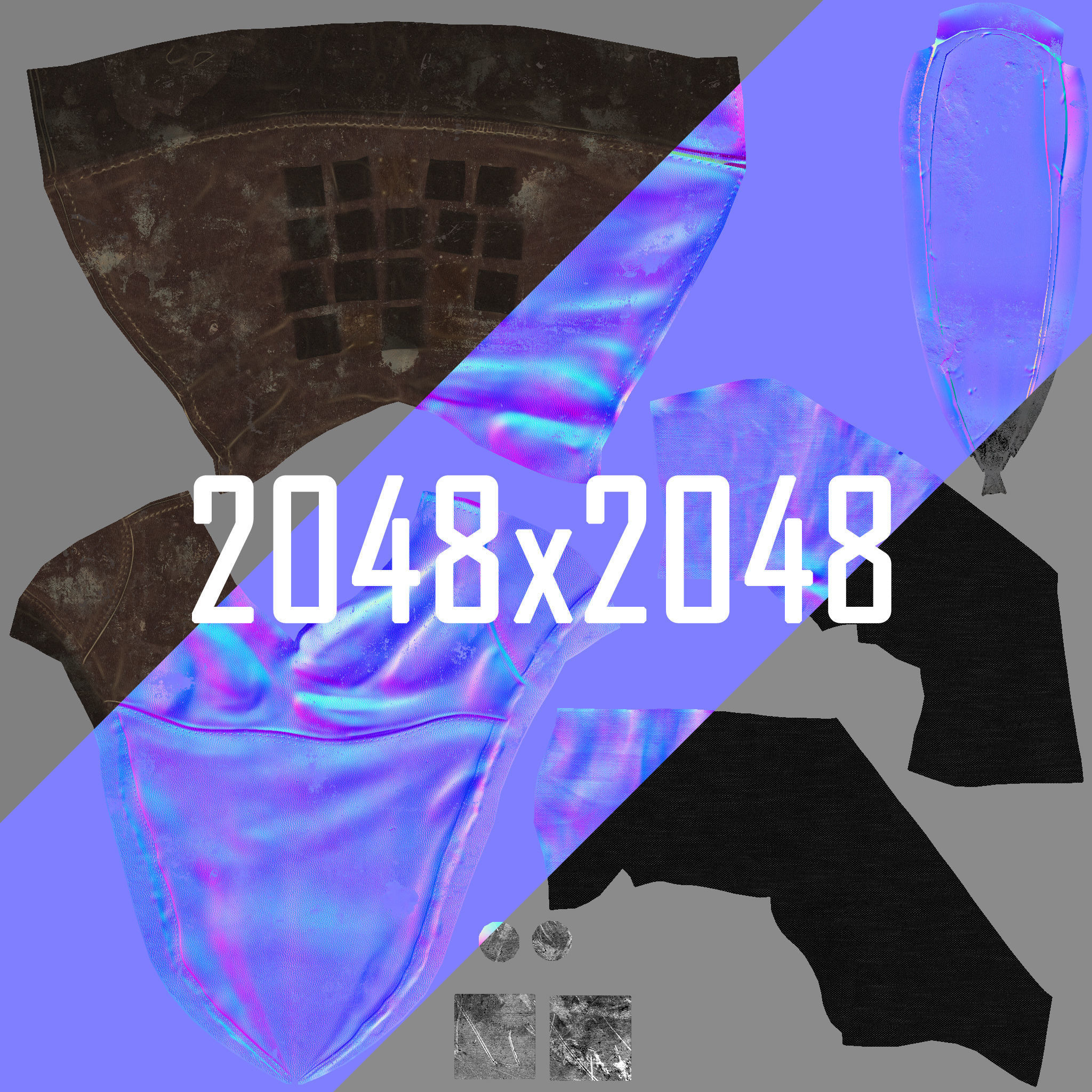 Medieval Leather  Boots Low-poly 3D model_11