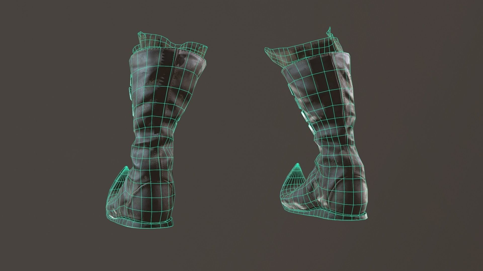 Medieval Leather  Boots Low-poly 3D model_8
