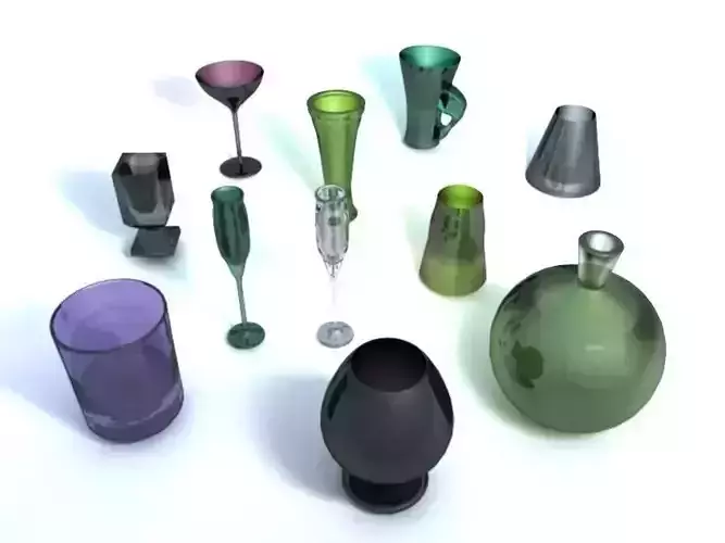 Glass Collection group of different colored glasses