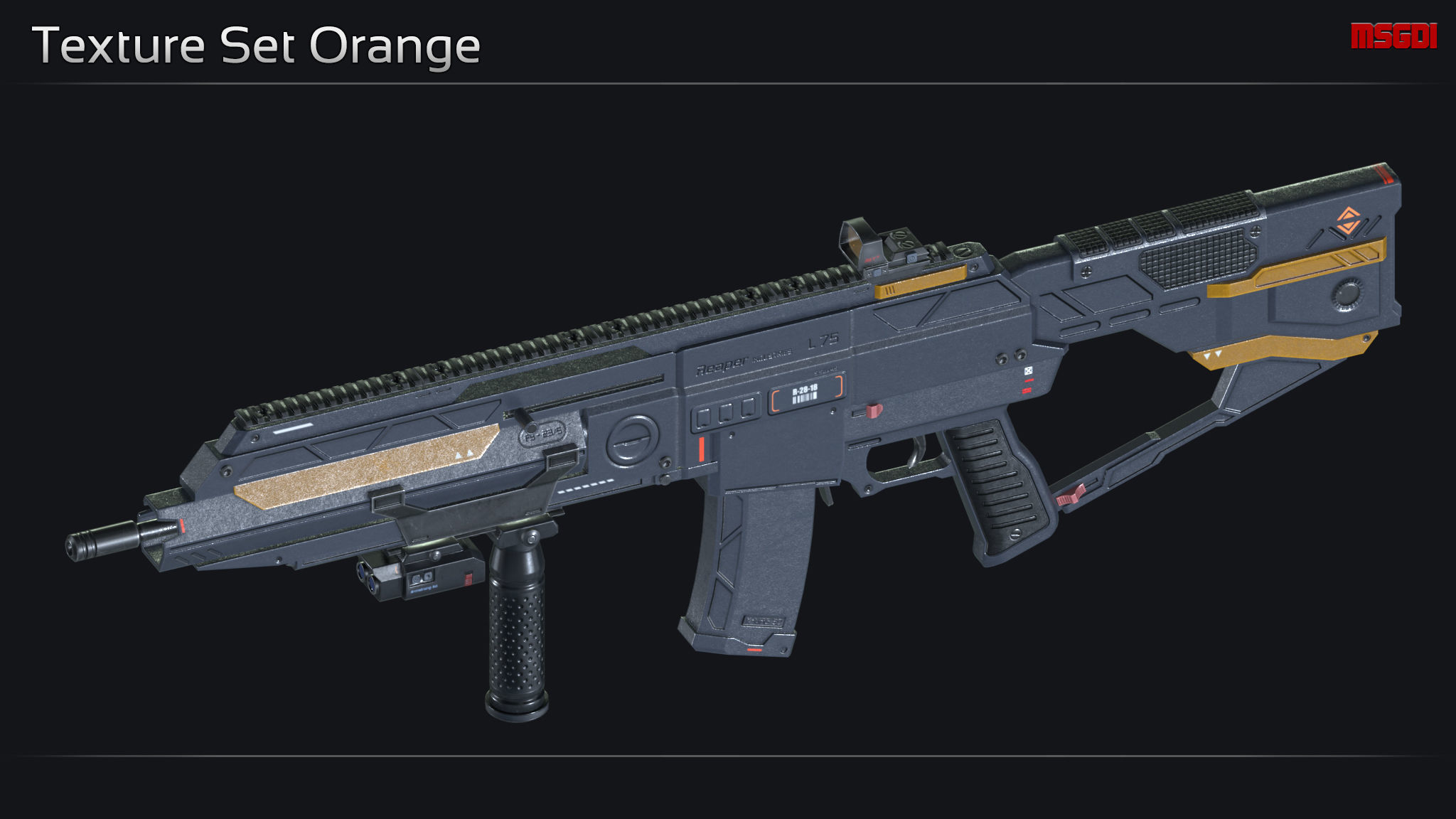 Scifi Assault Rifle L 75 Low-poly 3D model_12